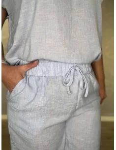 Sky melange shorts i polyester med elastik og pynte snøre – Design by TIPPY 2