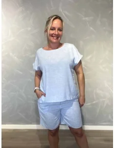 Sky melange shorts i polyester med elastik og pynte snøre – Design by TIPPY