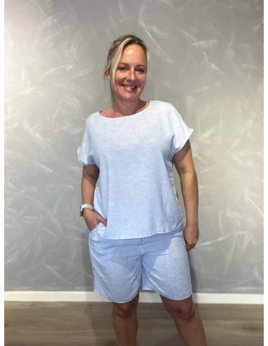 Sky melange shorts i polyester med elastik og pynte snøre – Design by TIPPY
