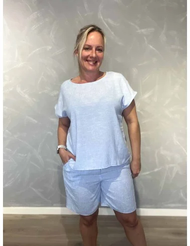 Sky melange shorts i polyester med elastik og pynte snøre – Design by TIPPY