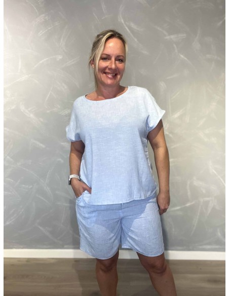 Sky melange shorts i polyester med elastik og pynte snøre – Design by TIPPY