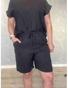 Sorte shorts i polyester med elastik og pynte snøre – Design by TIPPY