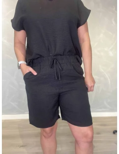 Sorte shorts i polyester med elastik og pynte snøre – Design by TIPPY
