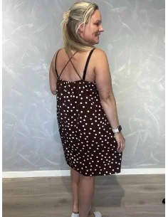 Brun sommerkjole i polyester med prikker – TIPPY Collection TIPPY 2