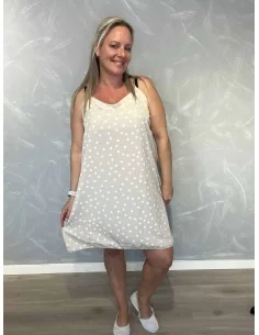 Sand sommerkjole i polyester med prikker – TIPPY Collection TIPPY