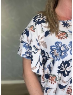 Navy sæt i viskose med blomsterbluse og vide bukser – TIPPY Italian Select TIPPY 2