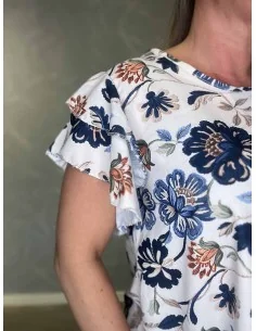 Blåt sæt i viskose med blomsterbluse og vide bukser – TIPPY Italian Select TIPPY 2