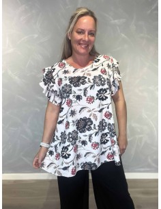 Sort sæt i viskose med blomsterbluse og vide bukser – TIPPY Italian Select TIPPY 2