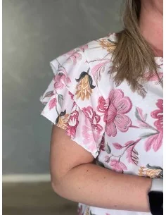 Rosa sæt i viskose med blomsterbluse og vide bukser – TIPPY Italian Select TIPPY 2