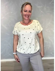 Gul bluse i bomuld med prikker og elastik – TIPPY Italian Select TIPPY