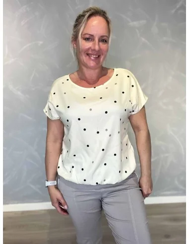 Gul bluse i bomuld med prikker og elastik – TIPPY Italian Select TIPPY
