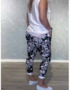 Blå jersey bukser med blomsterprint | TIPPY 2
