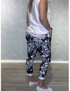 Blå jersey bukser med blomsterprint | TIPPY 2