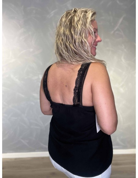 Bagside af sort top til kvinder med elastikryg – TIPPY