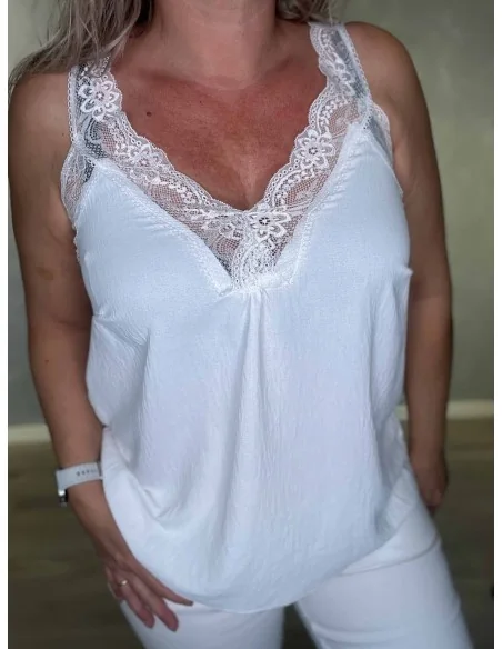 Blondekant på hvid top – TIPPY Italian Select