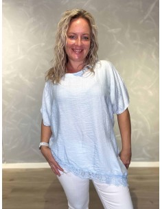 Sky bluse i viskose med blonder og asymmetrisk design – TIPPY Italian Select