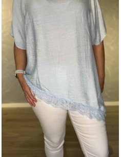 Sky bluse i viskose med blonder og asymmetrisk design – TIPPY Italian Select 2