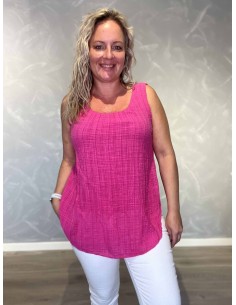 Pink top i bomuld med struktur og dobbeltlag – TIPPY Italian Select