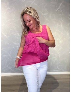 Pink top i bomuld med struktur og dobbeltlag – TIPPY Italian Select 2