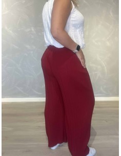 Bordeaux bukser i polyester, viskose og elastan med plissé og elastiktalje – TIPPY Italian Select 2