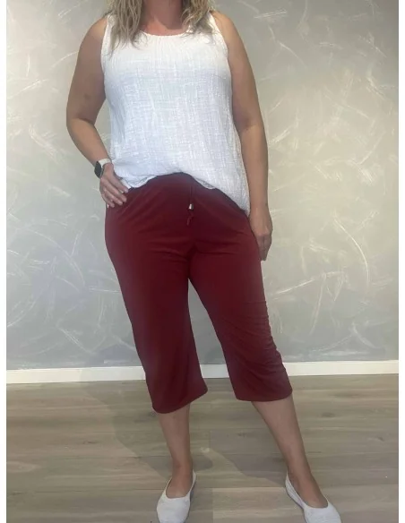 Bordeaux knickers i polyester og elastan med stræk og elastiktalje – TIPPY Italian Select