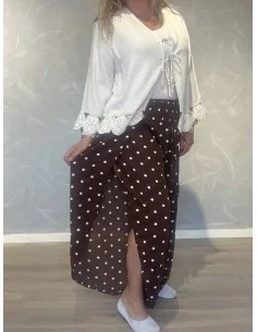 Brune slå-om bukser i 95% viskose og 5% elastan med smock i taljen – TIPPY Italian Select 2