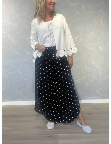 Sorte slå-om bukser i 95% viskose og 5% elastan med smock i taljen – TIPPY Italian Select
