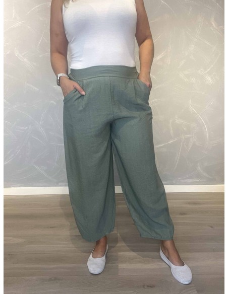 Khaki culottebukser med lommer | TIPPY