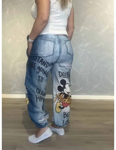 Bagside af denimblå bukser til kvinder – TIPPY