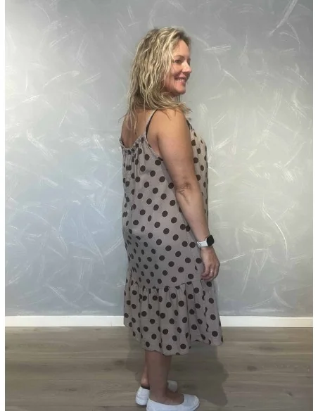 Bagside af taupe kjole til kvinder – TIPPY