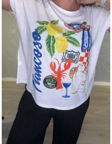 Hvid T-shirt med citronprint | TIPPY