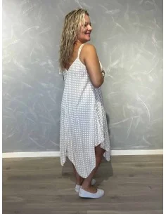 Off White stropkjole i viskose med spidskant og tynde stropper – TIPPY Italian Select 2