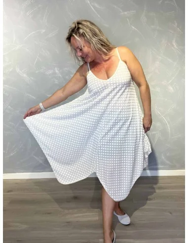 Spidskant på Off White stropkjole – TIPPY