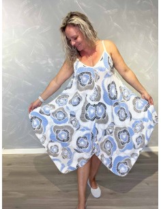 Off White stropkjole i viskose med grafisk print og spidskant – TIPPY Italian Select 2