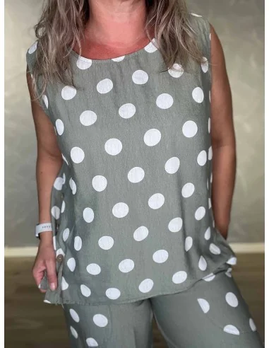 Store kontrastprikker på khaki sæt fra TIPPY Italian Select