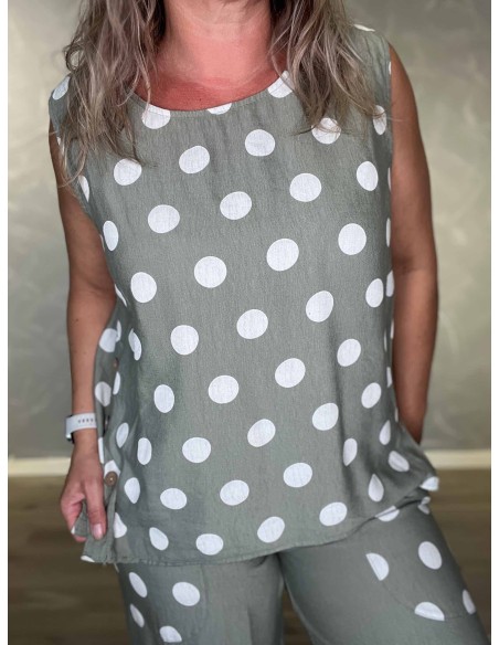 Store kontrastprikker på khaki sæt fra TIPPY Italian Select