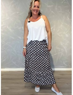 Brun prikket maxinederdel i 85% viskose og 15% elastan – TIPPY Italian Select