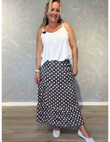 Brun prikket maxinederdel i 85% viskose og 15% elastan – TIPPY Italian Select