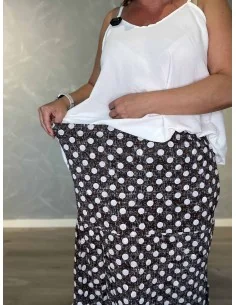 Brun prikket maxinederdel i 85% viskose og 15% elastan – TIPPY Italian Select 2