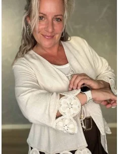 Sand cardigan i 70% viskose og 30% hør med hæklede kanter – TIPPY Italian Select TIPPY 2