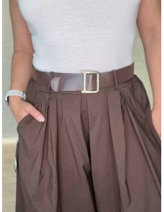 Brune bermuda shorts i viskose, polyester og elastan med vidde og bælte – TIPPY Italian Select TIPPY 2