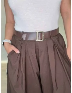 Brune bermuda shorts i viskose, polyester og elastan med vidde og bælte – TIPPY Italian Select TIPPY 2