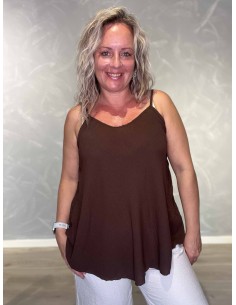 Brun top i 95% polyester og 5% elastan med tynde stropper – TIPPY Collection TIPPY