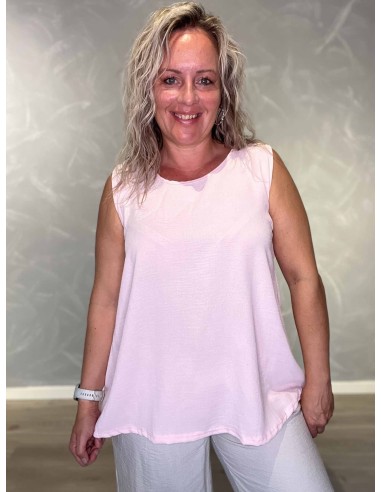 Rosa top i 95% polyester og 5% elastan med brede stropper – TIPPY Collection TIPPY