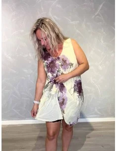 Gul blomsterkjole i 70% bomuld og 30% viskose med dobbelt lag – TIPPY Italian Select TIPPY 2