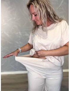 Sand sæt i 95% bomuld og 5% elastan med løs bluse og shorts – TIPPY Collection TIPPY 2
