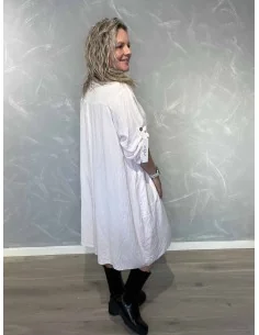 Rosa lang tunika i 100% bomuld med knapper og opsmøg – TIPPY Italian Select TIPPY 2