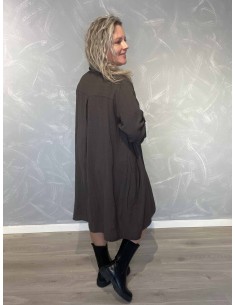 Brun lang tunika i 100% bomuld med knapper og opsmøg – TIPPY Italian Select TIPPY 2