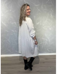 Sand lang tunika i 100% bomuld med knapper og opsmøg – TIPPY Italian Select TIPPY 2