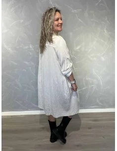 Sand lang tunika i 100% bomuld med knapper og opsmøg – TIPPY Italian Select TIPPY 2